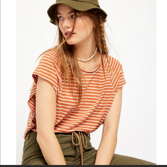 Free People Halo Stripe Knit Tee Copper Size Small - Picture 3 of 15